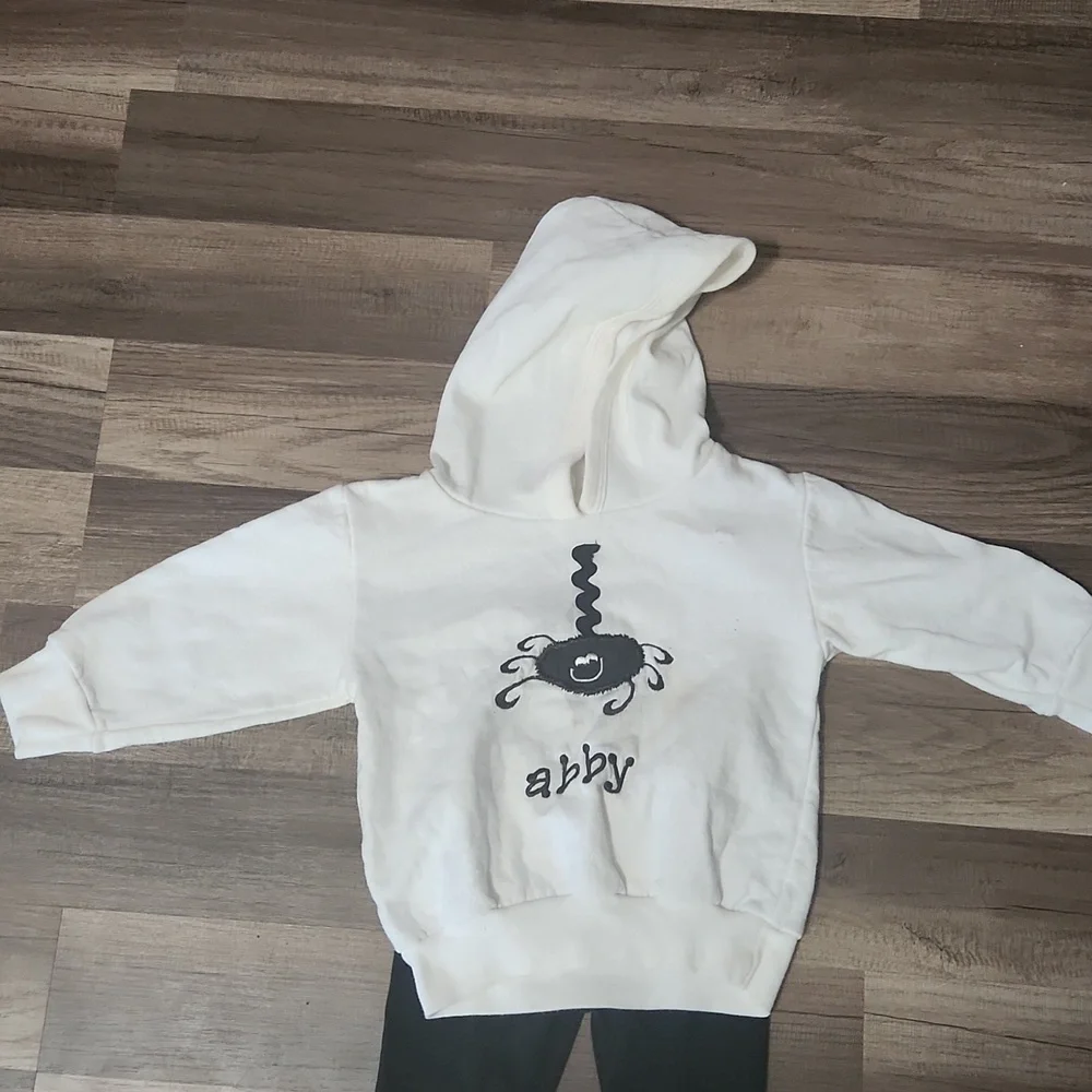 Abby Monogrammed white Hoodie with matching black Leggings Size 2T